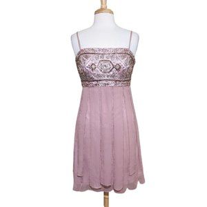 SUE WONG Nocturne Beaded Silk Pink Flapper Dress NEW
